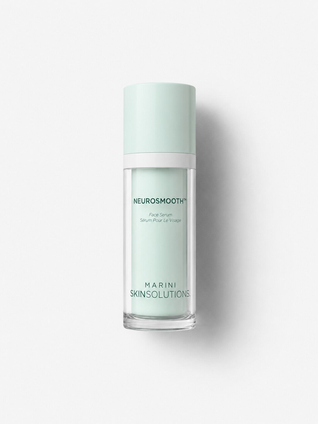 Jan Marini NeuroSmooth Face Serum peptide serum in a mint green bottle.