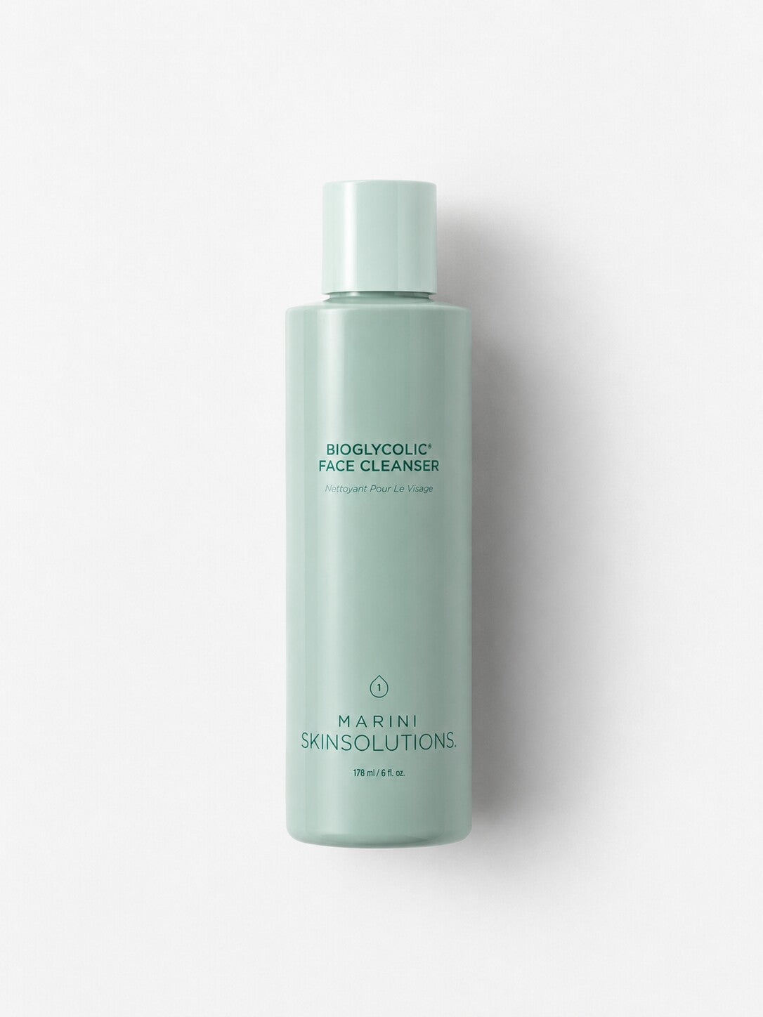 Jan Marini Bioglycolic Face Cleanser glycolic acid face wash in a sage green bottle.