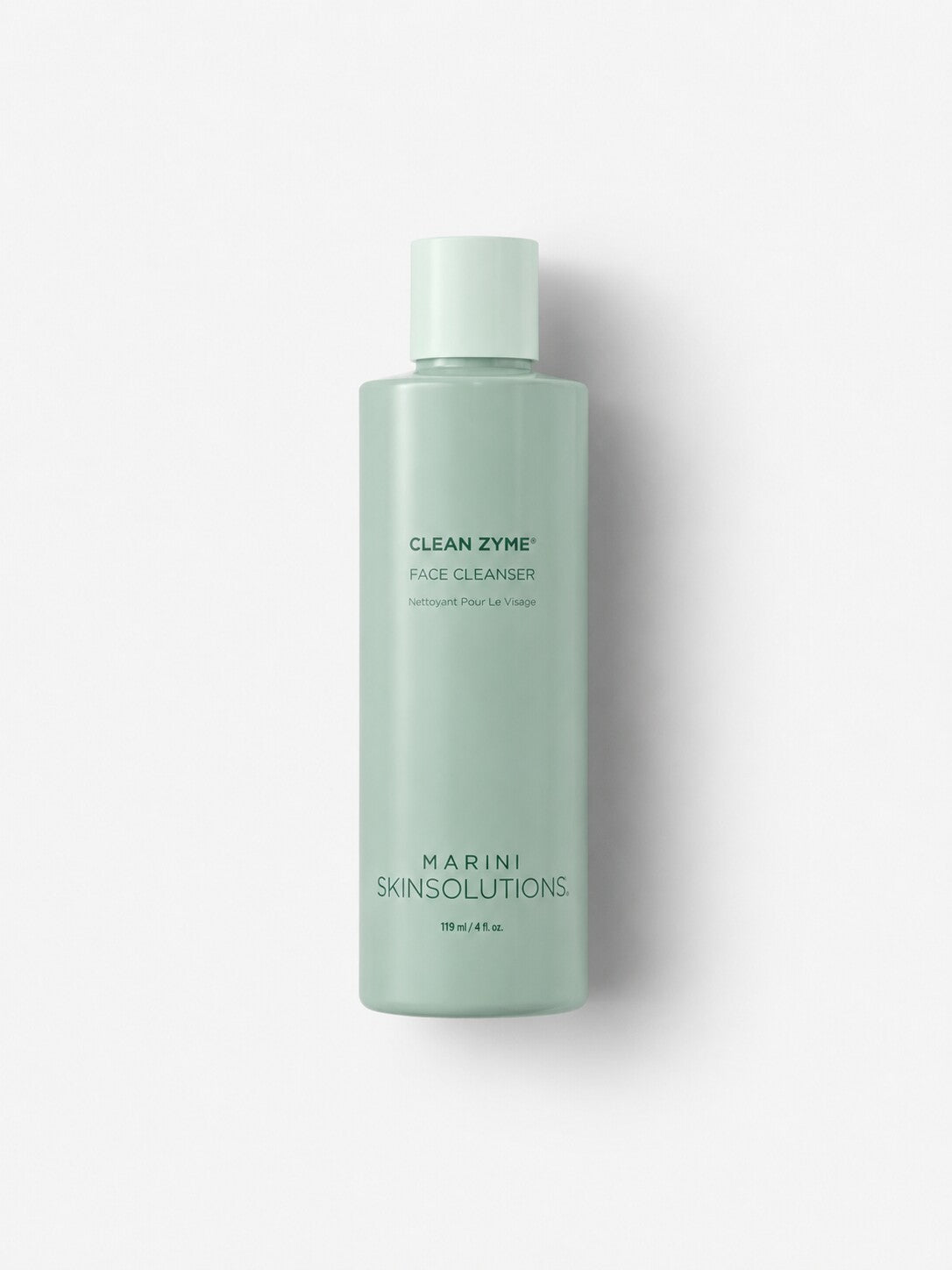 Jan Marini Clean Zyme papaya enzyme face cleanser in a sage green bottle.