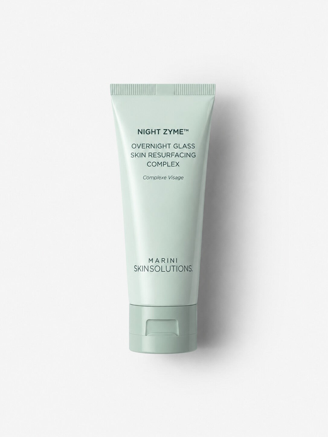 Jan Marini Night Zyme overnight resurfacing complex in a sage green squeeze tube.