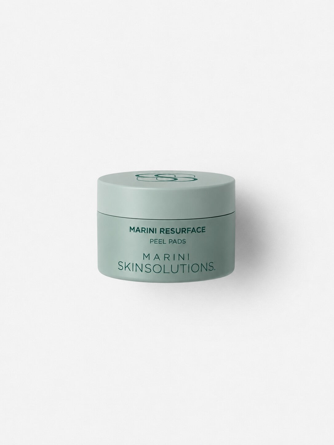 Jan Marini Marini Resurface exfoliating peel pads in a sage green jar.