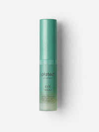 Plated Skin Science EYE exosome serum in a teal metallic airless bottle.
