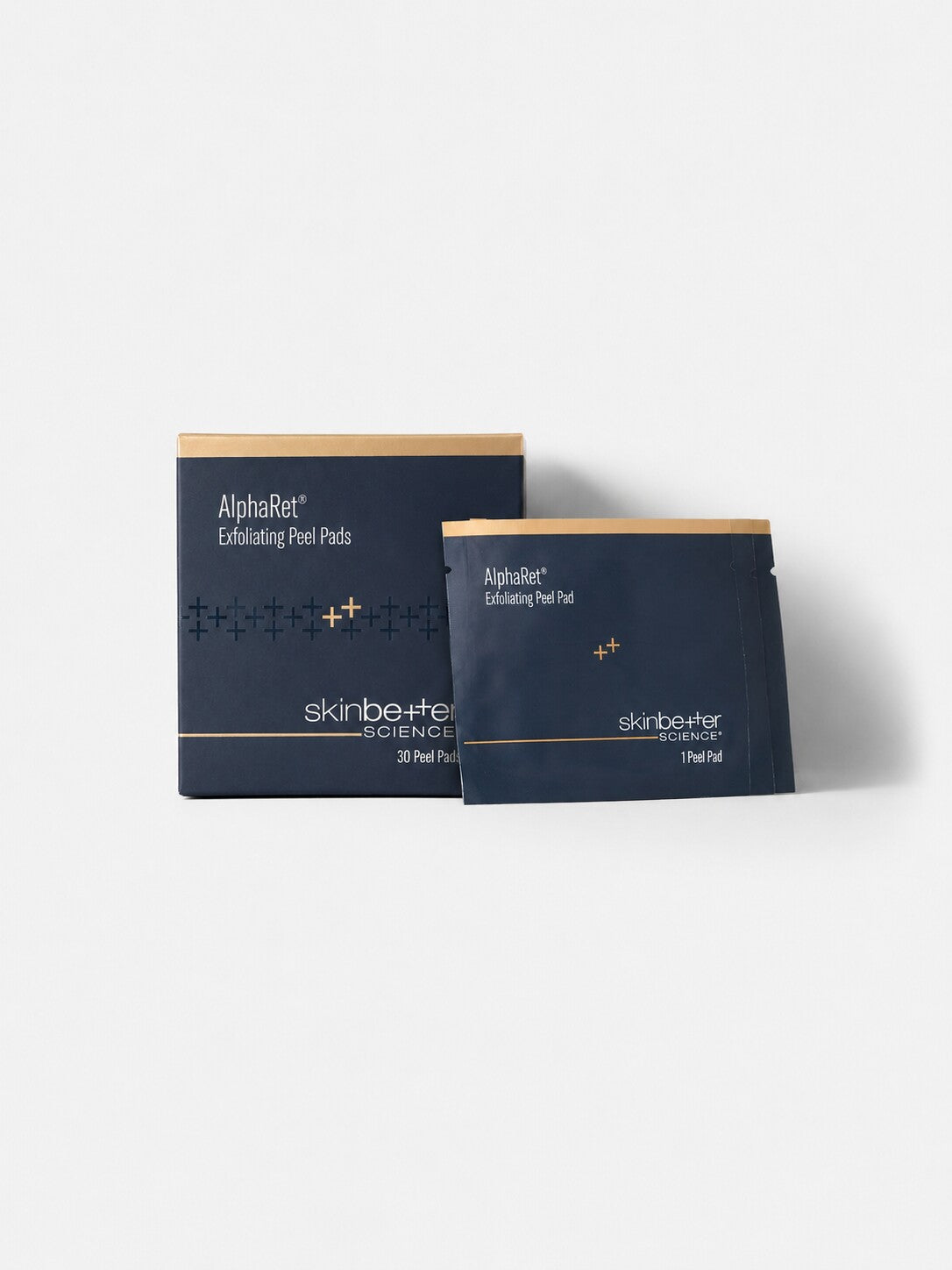 skinbetter science AlphaRet Exfoliating Peel Pads box with a single peel pad, 30-count.