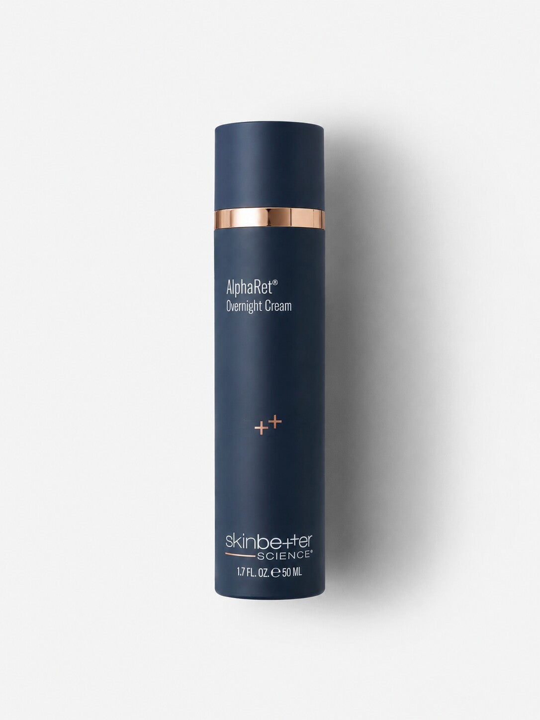 skinbetter science AlphaRet Overnight Cream retinoid night cream in a navy airless bottle.