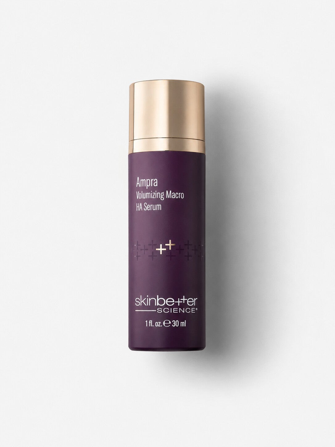 skinbetter science Ampra Volumizing Macro HA hyaluronic acid serum in a purple airless bottle.