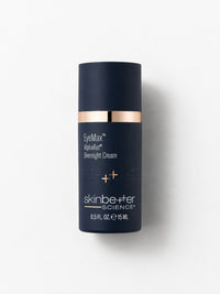 skinbetter science EyeMax AlphaRet Overnight Cream retinoid eye cream in a small navy airless bottle.
