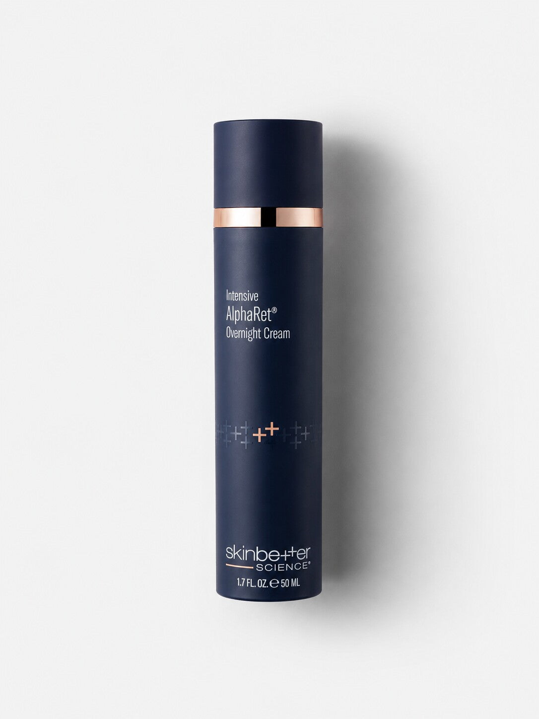 skinbetter science Intensive AlphaRet Overnight Cream advanced retinoid night cream in a navy airless bottle.