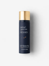 skinbetter science InterFuse Treatment Cream for face and neck in a navy airless bottle with gold cap.