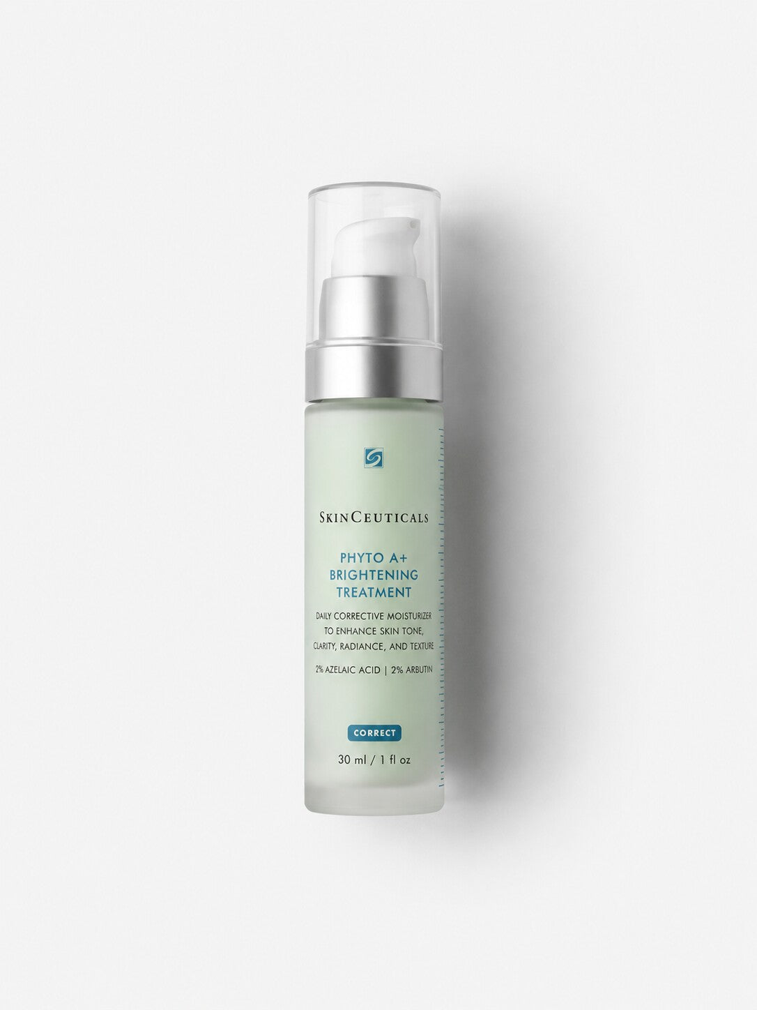 SkinCeuticals Phyto A+ Brightening Treatment daily corrective moisturizer in a frosted pump bottle.