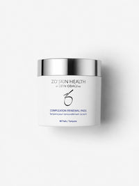 ZO Skin Health Complexion Renewal Pads 60-count white jar to exfoliate and refine uneven skin tone.