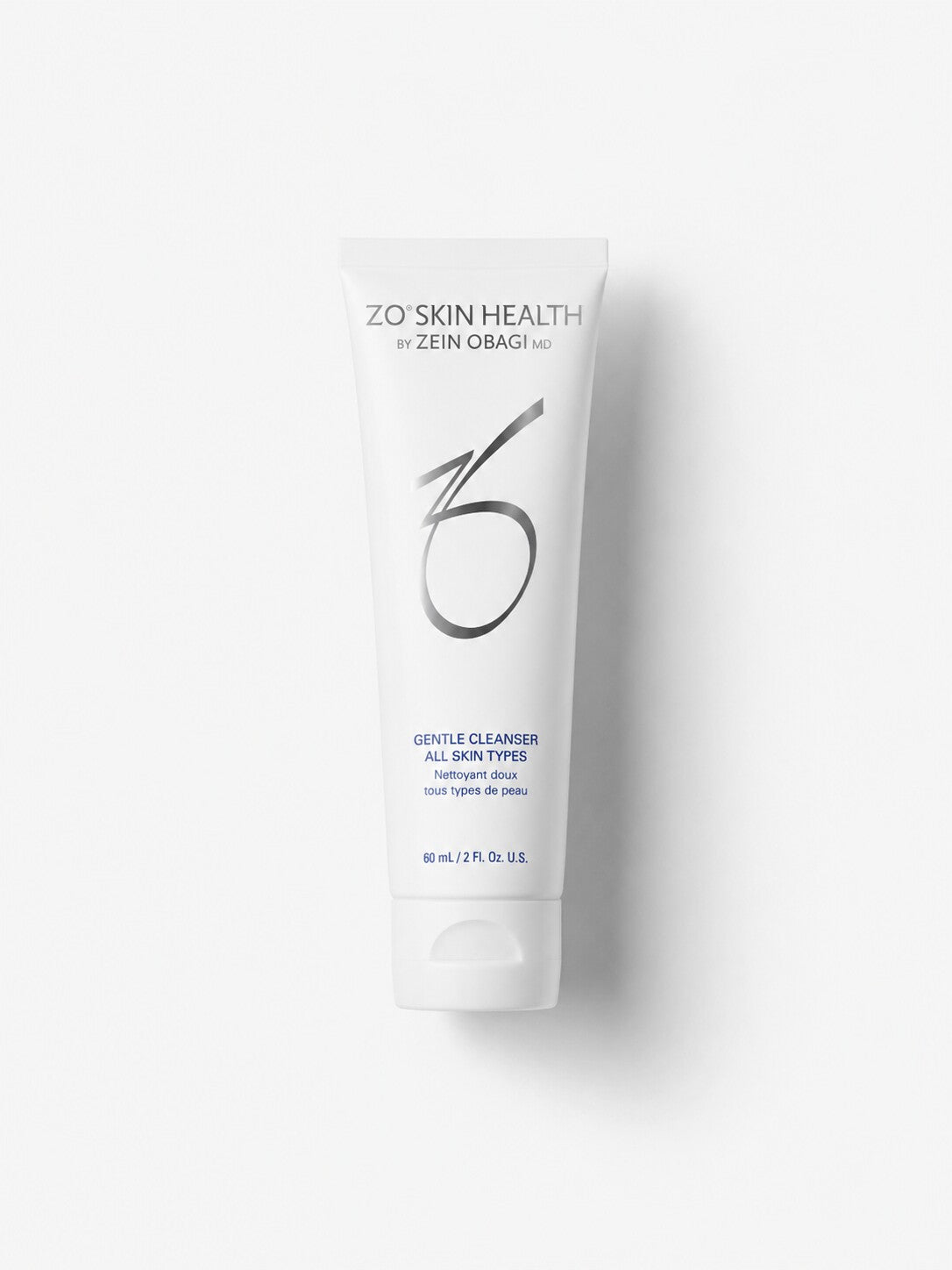 ZO Skin Health Gentle Cleanser travel size 2 oz tube, a mild daily face wash for all skin types.